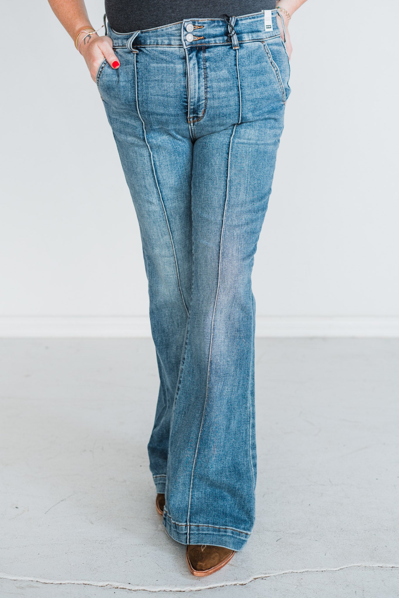 Judy Blue High Waist Flare Jeans with Vertical Seam Detail
