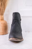 Evie Black Round Toe Western Ankle Boots - Whiskey Skies - VERY G