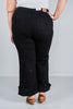 Judy Blue High Waist Black Retro Wide Leg Cuffed Jeans - Whiskey Skies - JUDY BLUE