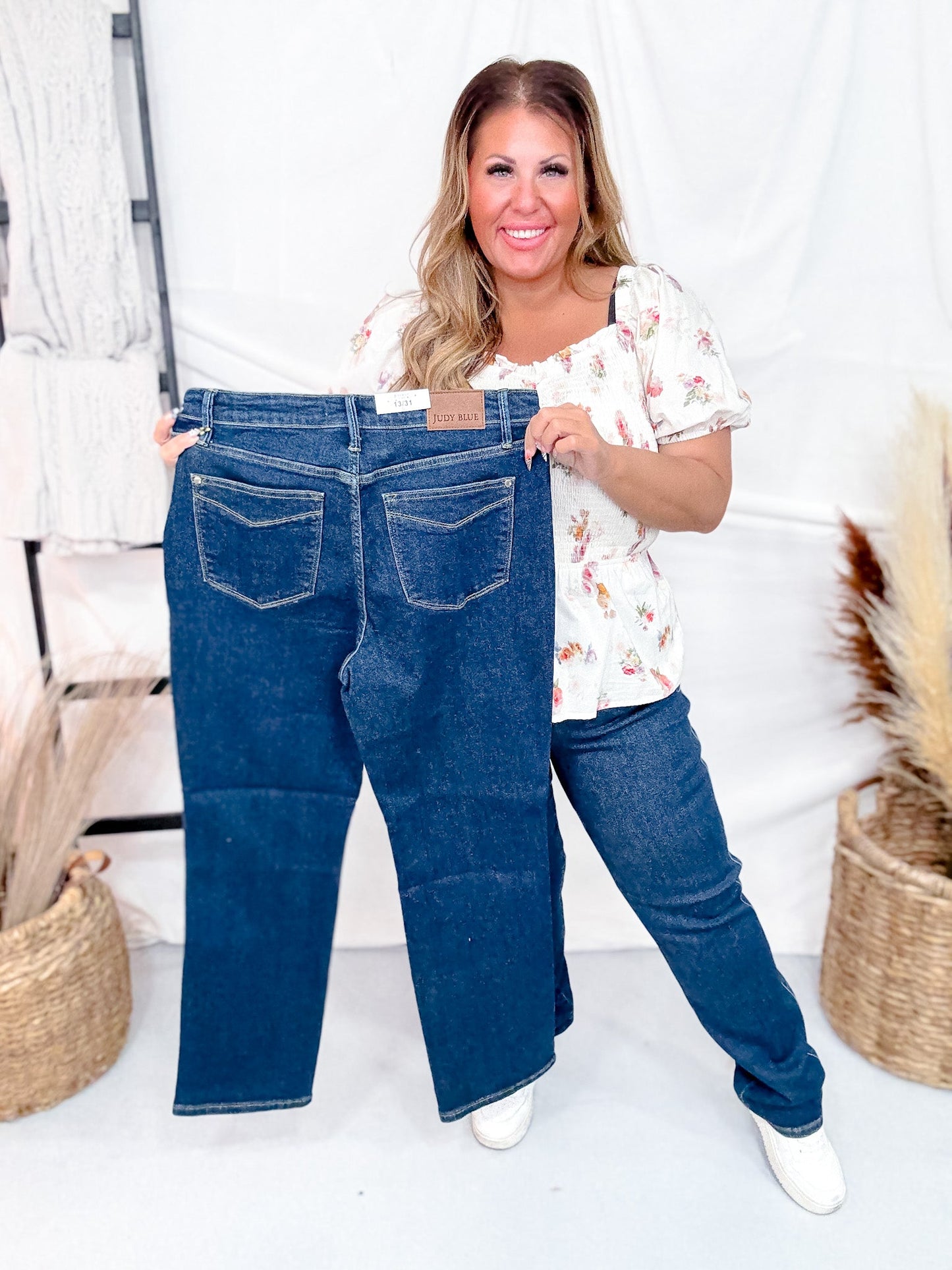 Judy Blue Straight Leg Tummy Control Jeans - Whiskey Skies - JUDY BLUE