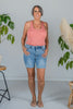 Judy Blue Tummy Control Cooling Denim Shorts - Whiskey Skies - JUDY BLUE