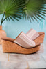 Mugshot Tan and White Striped Wedge Sandals - Whiskey Skies - CORKYS FOOTWEAR